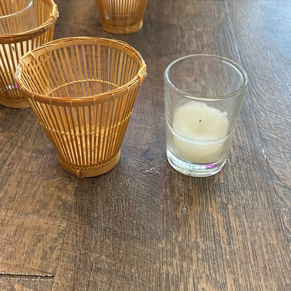 Set‎ of 6 Lillian Veran Bamboo Candle Holders Nautical Coastal